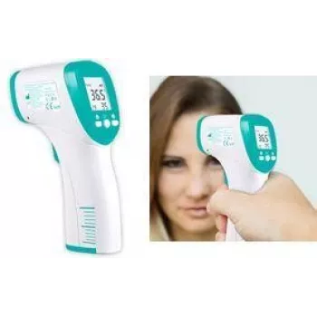Little Balance LB Scan IR infrarødt termometer, berøringsfrit pandetermometer, hvid/turkis, 1 stk. (LB 8390)