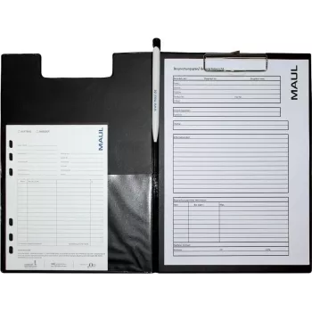 MAUL A4 clipboardmappe med foliebetræk, sort 23392-90