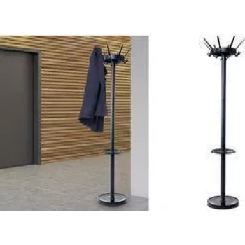 MAULcaligo tøjstativ, sort, 8 kroge, drejehoved, paraplyholder 94080