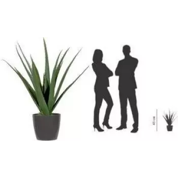 PAPERFLOW kunstig aloe vera-plante, 450 mm, polyethylenblade, plastikstængel, grøn, 1 stk (PAALOE45)