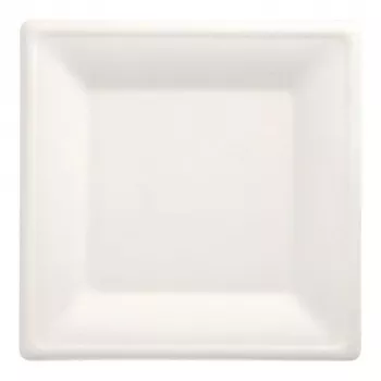 PAPSTAR pure firkantede tallerkener af sukkerrør 260 x 260 mm, 12-pak, komposterbar, mikrobølgeegnet 89755