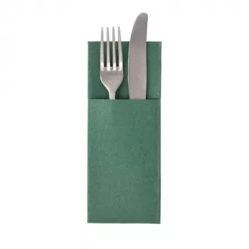 PAPSTAR ROYAL Collection servietlomme, mørkegrøn, stofagtig premium-tissue, forfoldet med bestikholder, 40 x 40 cm, 50 stk. 37334