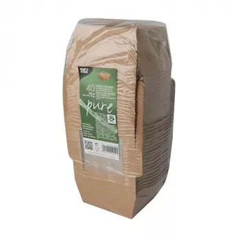 Papstar 87250 Engangs-madbeholder af pap med PLA-belægning, brun, 750 ml, 50 stk.