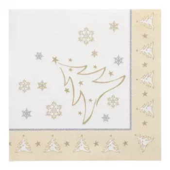 PAPSTAR X-Mas Elegance guld Julemotivservietter, tissue, 4-lags, 1/4 fold, 400 x 400 mm, 1 stk. (87104)