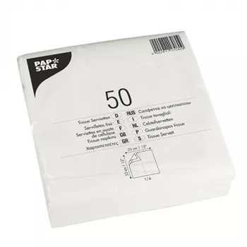 PAPSTAR Frokostservietter, 330 x 330 mm, 2-lags, hvidt tissue, 1/4-fold, 250 stk. 17080