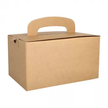 PAPSTAR pure Madkasse med bærehåndtag, brun karton, 424 g/m², foldbar, 1 stk. 88980
