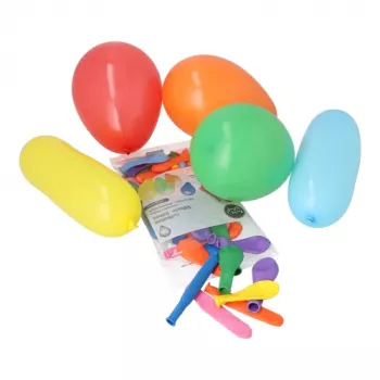 PAPSTAR 50-Piece Mixed Colour and Shape Party Balloons, Natural Rubber Latex, Round and Modeling, Biodegradable 18674