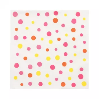 PAPSTAR Colorful Dots papirservietter, 330 x 330 mm, lyserød, 3-lags, 1/4-fold, 20 servietter 88346