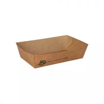 PAPSTAR pommes frites-bakker pure 100% Fair, mellem, 8,5 x 13,5 cm, friskfiberkarton, brun, 80 stk. (87243)