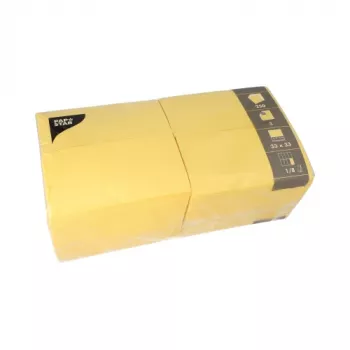 PAPSTAR bistroservietter, 330 x 330 mm, 3-lags, gul, 1/8-fold, tissue, krympepakket, 50 stk. 84580