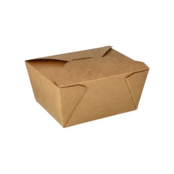 PAPSTAR pure lunchbox 750 ml brun pappbakke med PLA-belægning engangs-madbeholder 85687