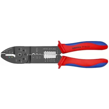 KNIPEX 97 49 25 Crimping Pliers for Insulated Terminals and Connectors, Trapezoidal Crimp, 0.5–6.0 mm² (20–10 AWG), Black with Multi-Component Grips