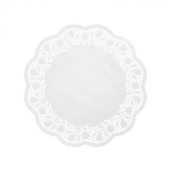 PAPSTAR rund kageserviet, 360 mm diameter, hvidt præget kniplingspapir, 40 g/m², 1 stk. (12265)