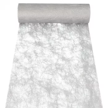 PAPSTAR Sizoflor bordløber & dekobånd, sølv, 25 m x 30 cm, vandfast, 75% polyester / 25% polyamid 37064