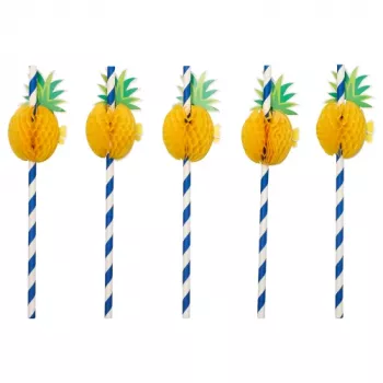 PAPSTAR ananas papirsugerør, 200 mm, blå/hvid, 250 stk. (87780)