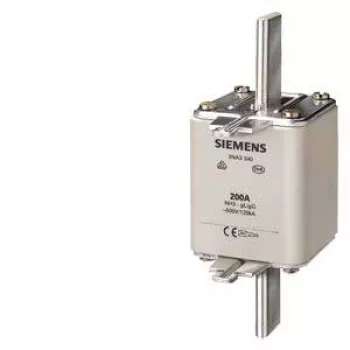 SIEMENS NH-sikringsindsats, størrelse 3, 200 A, 500 V AC/440 V DC, gG, frontindikator, keramisk krop, forsølvede kobberkontakter 3NA3340
