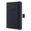 SIGEL Conceptum 2025 Weekly Planner A6 Black Faux Leather Thread-Bound with Pen Loop, 2 Ribbons, Pocket & Card Slot C2523