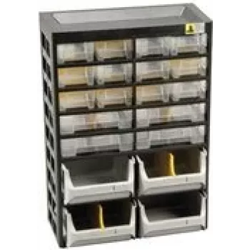 Allit VarioPlus Basic 34 smådelemagasin, 20 skuffer, plast, grå, 305 x 170 x 435 mm 458160