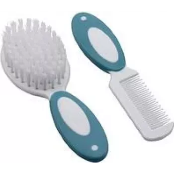 Olympia H+H Baby Hair Brush and Comb Set BS 868 - Natural Bristles, Extra Soft, White 98374