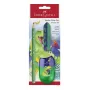 Faber-Castell Dino Jumbo skrivesæt, grøn, 3 stifter, 3 mm mine, ergonomisk trekantet, brudsikker, fra 3 år 111529