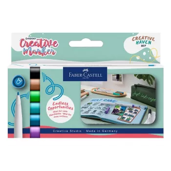 Faber-Castell Goldfaber Creative Marker sæt Creative Haven, 6 forskellige farver, vandbaseret blæk, penselspids 160603
