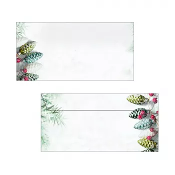 Sigel DU177 Christmas Garland konvolut DIN lang (DL, 110 x 220 mm), uden vindue, hvid/grøn, 90 g/m², 50 stk.