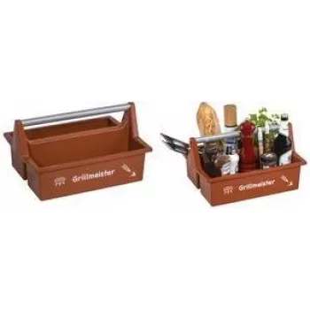 allit McPlus Carry Grillmeister transportkuffert brun med aluminiumsgreb, 2 store rum 8500908000