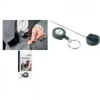DURABLE Jojo indtrækkelig nøglering med nøglering, sort, 80 cm snor, 10-pak 822258