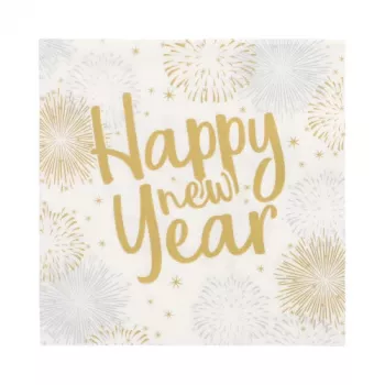PAPSTAR Happy New Year servietter 330 x 330 mm, 3-lags, 1/4 fold, 20-pak 89772