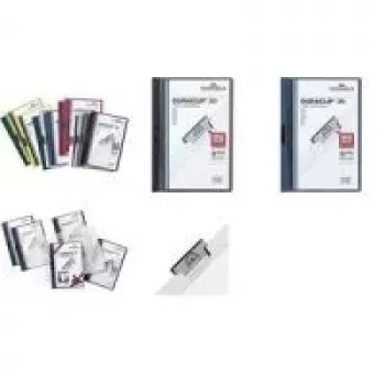 DURABLE DURACLIP ORIGINAL 30 A4 klemmer med metalclips, transparente blå fronter, 5-pak 2227-07