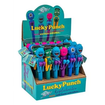 WEDO Monster kuglepen Lucky Punch, forskellige farver, mekanisk boks-funktion, blå blæk, 1 stk. (252 2399)