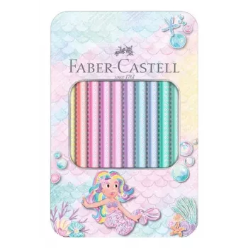 Faber-Castell Sparkle Jumbo trekantede farveblyanter, 10-dele sæt, blandede farver, 3,8 mm mine, Soft-Grip-zone, brudsikker, FSC-certificeret træ 210910