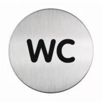 DURABLE PICTO WC-dørskilt, rund 83 mm, selvklæbende, sølv/sort 490723
