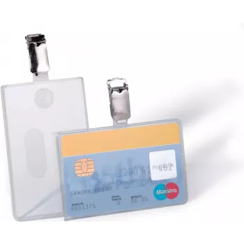 DURABLE id-kortholder med clip til 1 kort, transparent, 25 stk. (811319)
