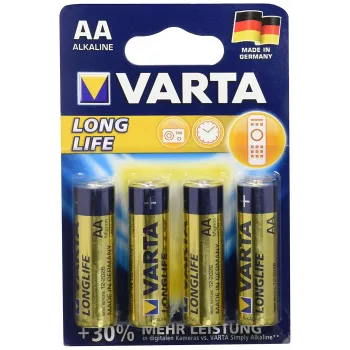 VARTA Longlife AA Alkaline Battery 1.5V 2750mAh 4-Pack (04106110414)