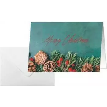 SIGEL DS642 Green Christmas A6 liggende foldkort, 250 g/m² hvid karton, inkjet/laser/kopimaskine, 5 kort med konvolutter