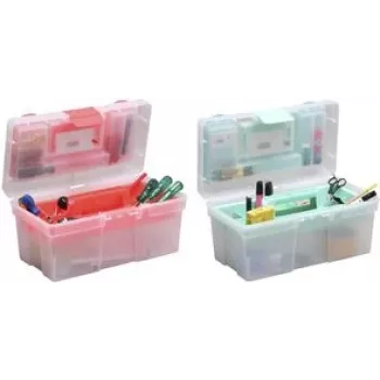 allit McPlus Clear 16 opbevaringsboks, polypropylen, transparent med røde låg 416411