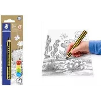 Staedtler Noris Junior grafitblyant - 2B, sort/gul stribet, rundt skaft, enkeltstk. 141-2B BK