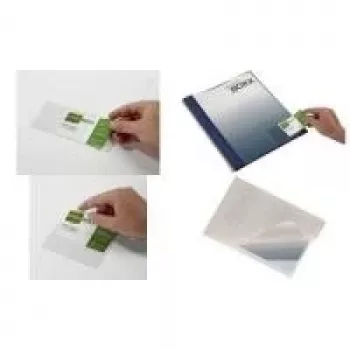 DURABLE POCKETFIX selvklæbende lomme 90x57mm, tommeludskæring, transparent, 100-pak 837919