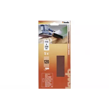 kwb 818912 slibepapirark korn 120, 230 mm x 115 mm, 5 stk.