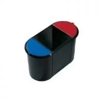 Helit H6103598 38L ovalt affaldssorteringssystem med 20L hovedbeholder, 2 udtagelige 9L indsatser, sort/flerfarvet