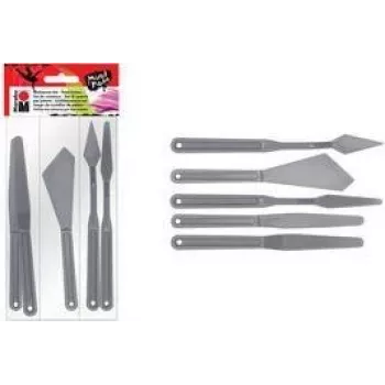 Marabu malersæt, plast, 5 dele, til pastose farver, strukturpasta, akrylfarver, oliefarver, gel 0173000000031