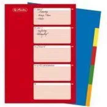HERLITZ A4 plastregister, 10 dele, blanko, sorterede farver, PP 0,12 mm, flerhulsstansning, med forsideblad (10715415)