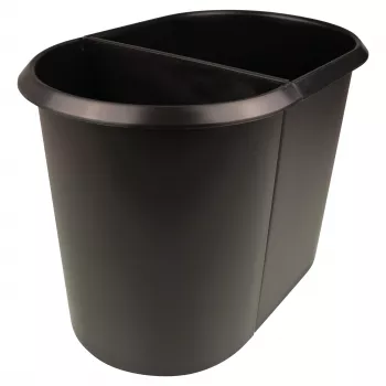 HELIT the double papirkurv, oval, 20 L, sort, PE, uden låg, del 1 (H6103795)