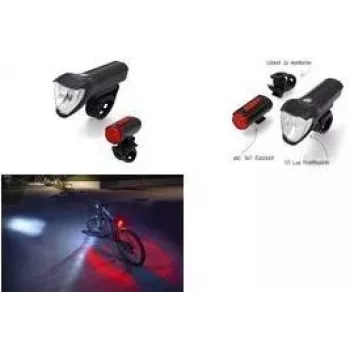 FISCHER cykel LED-belysningssæt TWIN, 50/25/15 lux forlygte, USB-opladelig, StVZO-godkendt 50428