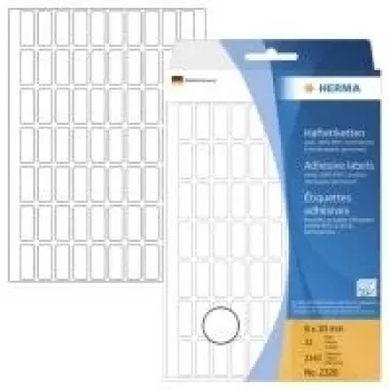 HERMA 2320 Selvklæbende papiretiketter, hvid, 8 x 20 mm, 2240 etiketter (32 ark x 70)