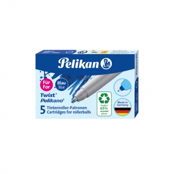 Pelikan Eco rollerball-patron til Pelikano/Twist, kongeblå, 65% genbrugsplast, 1 stk 300010004