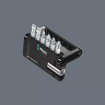 Wera 05073406001 rustfrit skruetrækkerbit-sæt, 7 dele, Phillips PH1/PH2, Pozidriv PZ1/PZ2, kærv 1,0x5,5, Hex-Plus 4/5 mm, 1/4 inch sekskantdrev, 25 mm længde