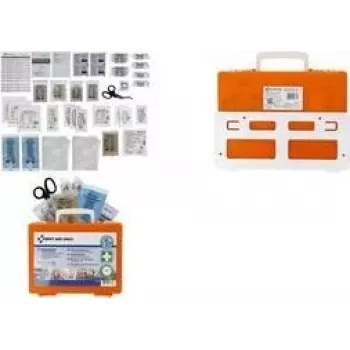 FIRST AID ONLY DIN 13157 First Aid Box, Orange, IP54, ABS, Wall-Mountable P-51002 00