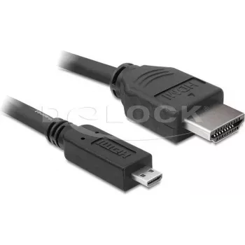 DeLOCK HDMI-til-Micro-HDMI-kabel 2 m, 32 AWG, High Speed med Ethernet, 4K 82664